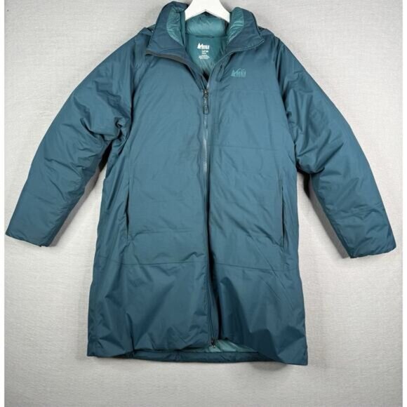 REI Stormhenge 850 Goose Down Parka Womens Sz L Teal Hydrowall Waterproof Jacket - Picture 1 of 13